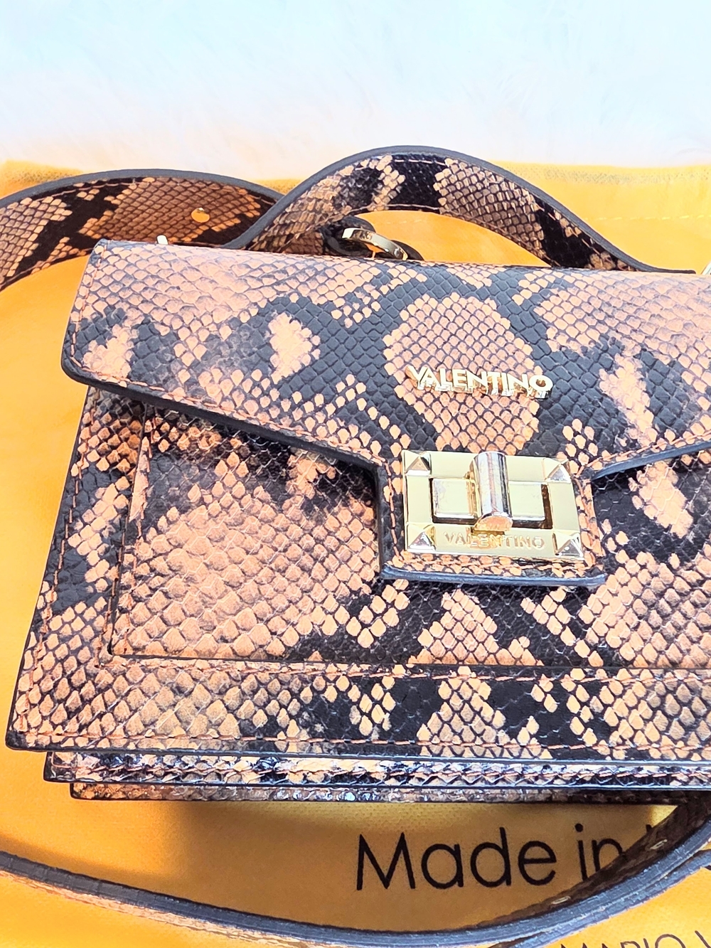 Valentino By Mario Valentino Titti Python Embossed Leather Top-Handle/Crossbody - Picture 10 of 13